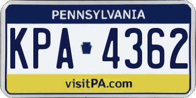 PA license plate KPA4362