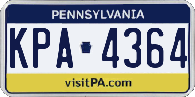 PA license plate KPA4364