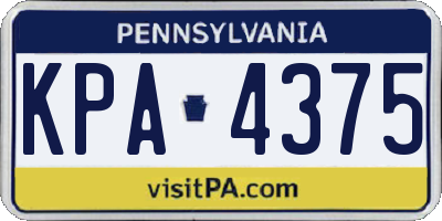 PA license plate KPA4375