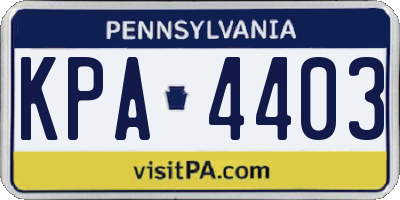 PA license plate KPA4403