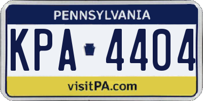 PA license plate KPA4404