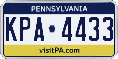 PA license plate KPA4433