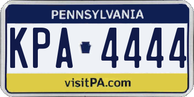 PA license plate KPA4444