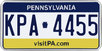 PA license plate KPA4455