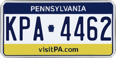 PA license plate KPA4462
