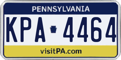 PA license plate KPA4464