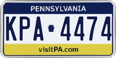 PA license plate KPA4474