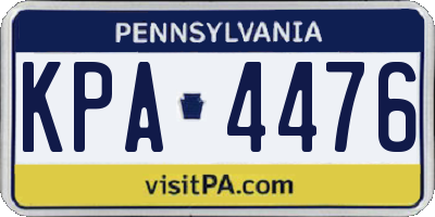 PA license plate KPA4476