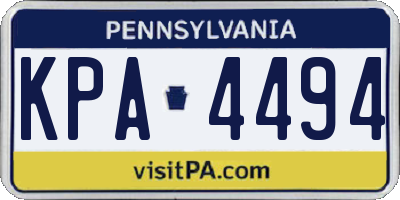 PA license plate KPA4494