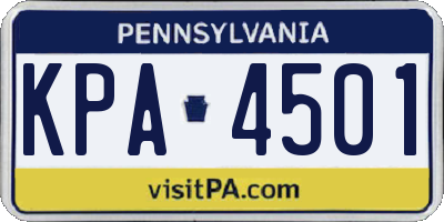 PA license plate KPA4501