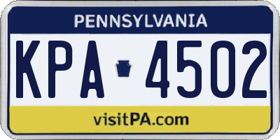 PA license plate KPA4502