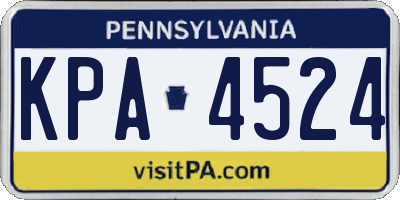 PA license plate KPA4524