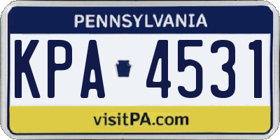 PA license plate KPA4531