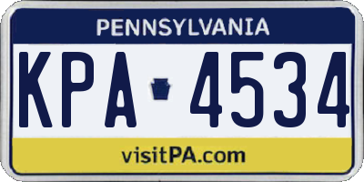 PA license plate KPA4534