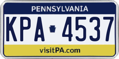 PA license plate KPA4537