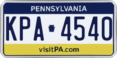 PA license plate KPA4540