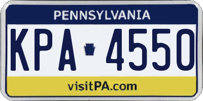 PA license plate KPA4550