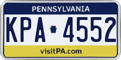 PA license plate KPA4552