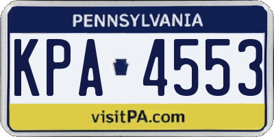 PA license plate KPA4553
