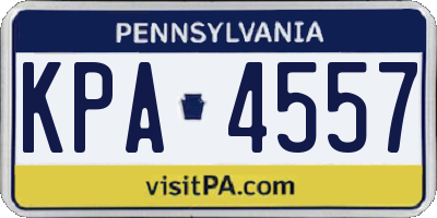 PA license plate KPA4557