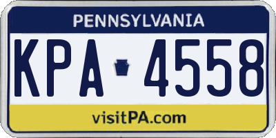 PA license plate KPA4558