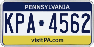 PA license plate KPA4562