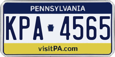 PA license plate KPA4565