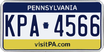 PA license plate KPA4566