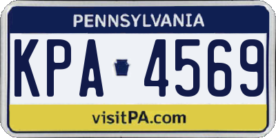PA license plate KPA4569