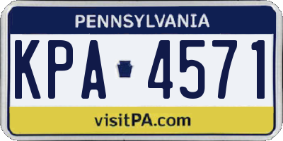 PA license plate KPA4571