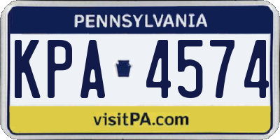 PA license plate KPA4574