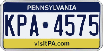 PA license plate KPA4575