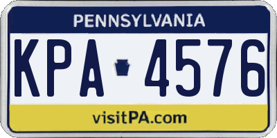 PA license plate KPA4576