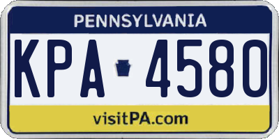PA license plate KPA4580