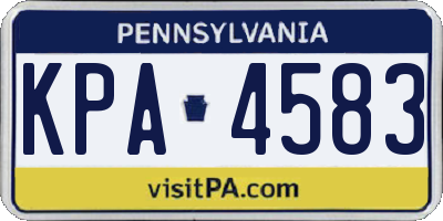 PA license plate KPA4583
