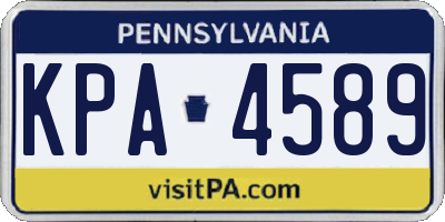 PA license plate KPA4589