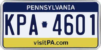 PA license plate KPA4601