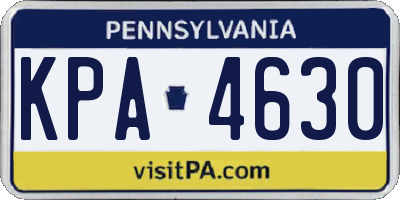 PA license plate KPA4630