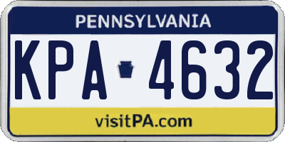 PA license plate KPA4632