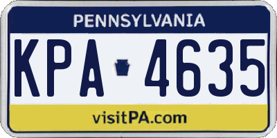 PA license plate KPA4635