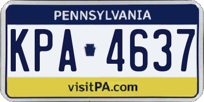 PA license plate KPA4637