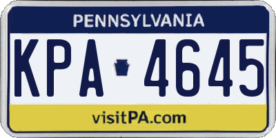 PA license plate KPA4645