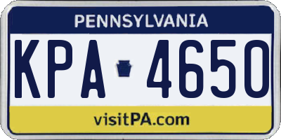 PA license plate KPA4650