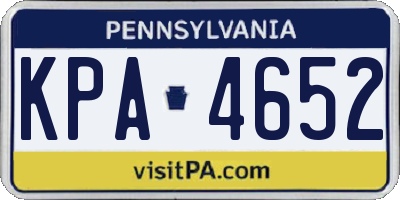 PA license plate KPA4652