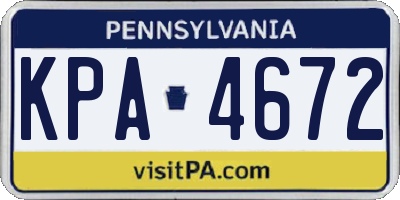 PA license plate KPA4672