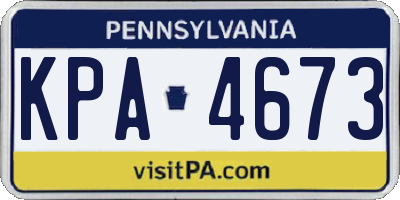 PA license plate KPA4673
