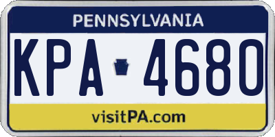 PA license plate KPA4680