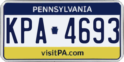 PA license plate KPA4693