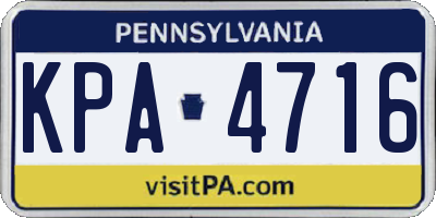 PA license plate KPA4716