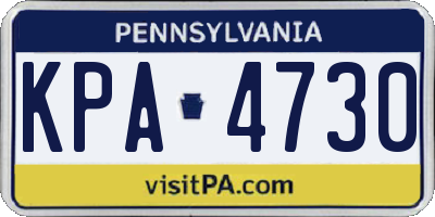 PA license plate KPA4730
